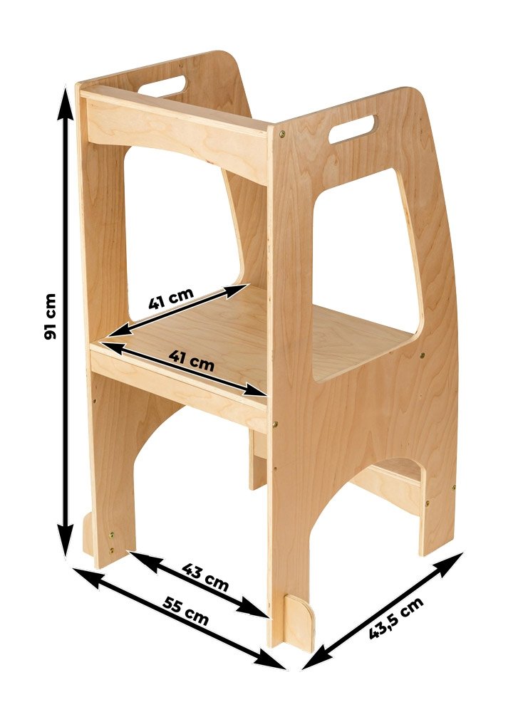 Mamabrum Tour D'apprentissage Marchepied pour Enfants avec Barrières -  Marchepied, 2 Niveaux - Charge max 100 kg - bois massif