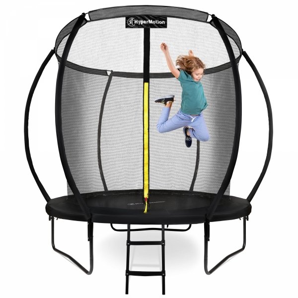 Trampolina ogrodowa dla dzieci HyperMotion - 244 cm 8FT - z drabinką i siatką wewnętrzną - do domu i ogrodu